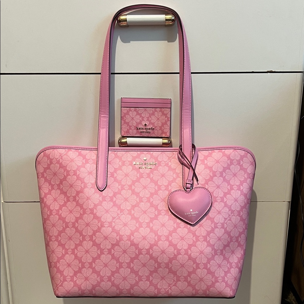 Kate Spade Pink Floral Tote Bag & Card Case